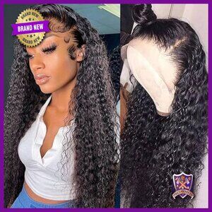 13x4 Lace Front Wig Human Hair Pre Plucked 180 Density Wet Wavy Glueless